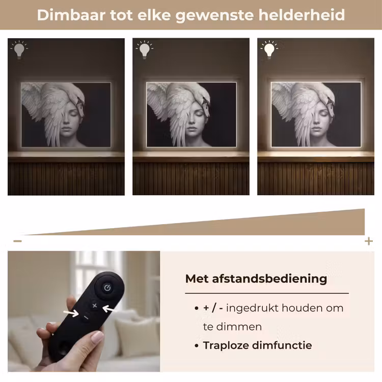 Portret - Zwaan - Zwart - Wit Light Box met batterij (Wandlamp) middel -USP_dimbaarNL