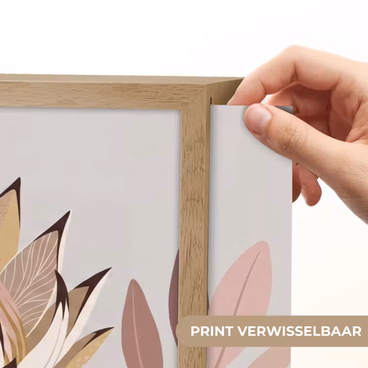 Protea - Bloem - Botanisch - Beige Light Box met batterij (Wandlamp) middel -USP_websiteprintNL