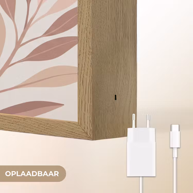 Protea - Bloem - Botanisch - Beige Light Box met batterij (Wandlamp) middel -USP_websiteoplaadbaarNL