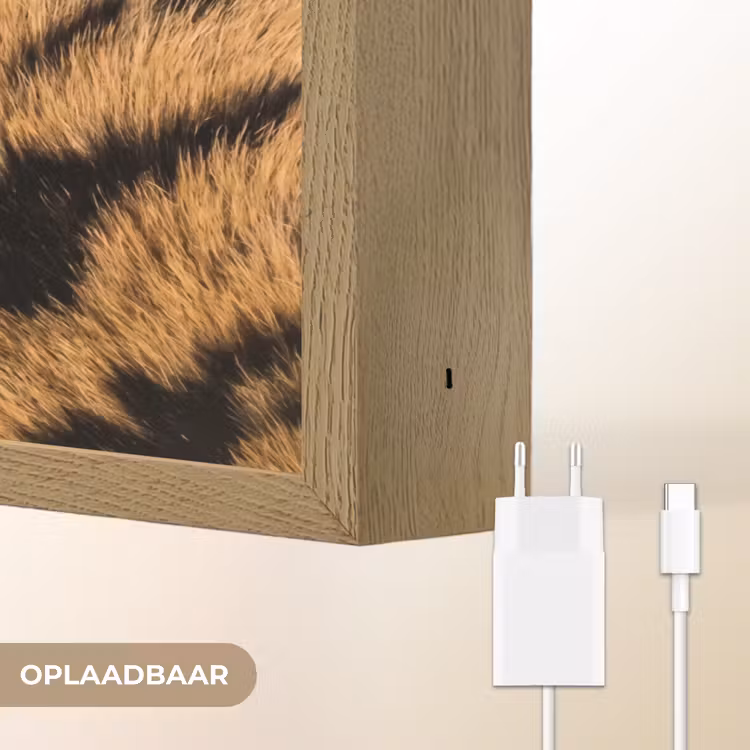 Realistisch - Tijgervacht - Zwart Light Box met batterij (Wandlamp) middel -USP_websiteoplaadbaarNL