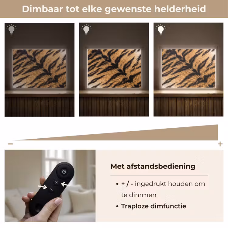 Realistisch - Tijgervacht - Zwart Light Box met batterij (Wandlamp) middel -USP_dimbaarNL
