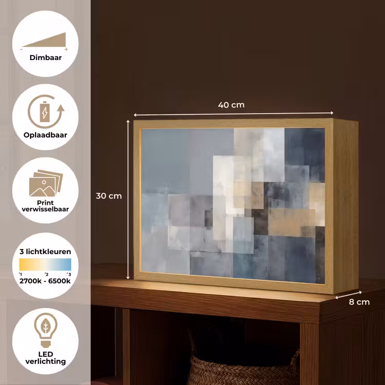 Rechthoeken - Abstract - Blauw Light Box met batterij (Wandlamp) middel -USP_websiteoverzichtNL