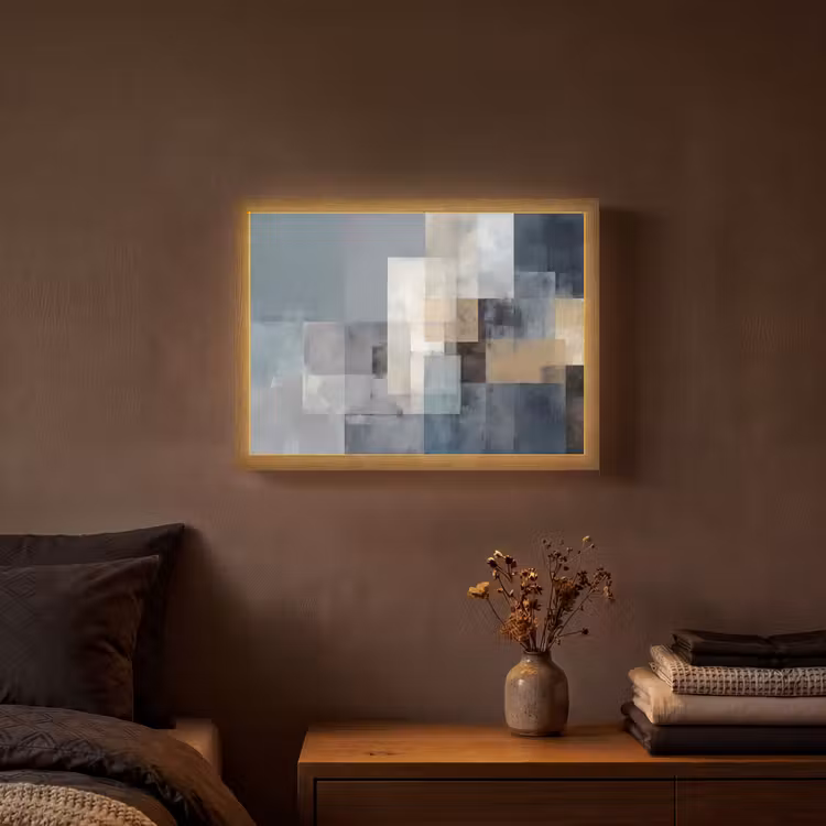 Rechthoeken - Abstract - Blauw Light Box met batterij (Wandlamp) middel -sfeer4