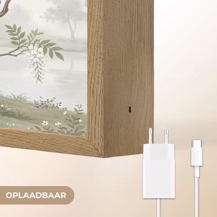 Reiger - Landschap - Groen Light Box met batterij (Wandlamp) middel -USP_websiteoplaadbaarNL