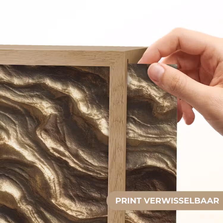 Reliëf - Golven - Abstract - Bronsgoud Light Box met batterij (Wandlamp) middel 907 -USP_websiteprintNL