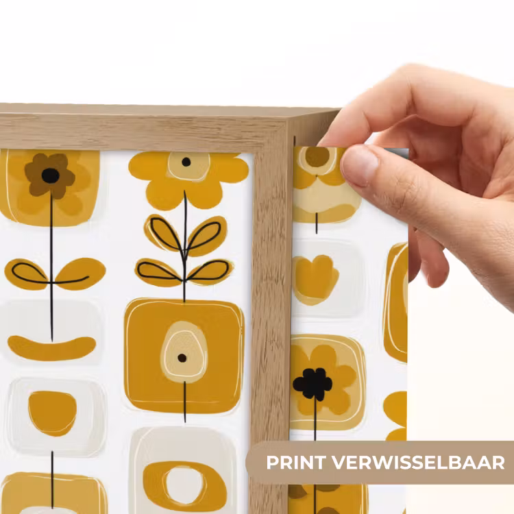 Retro - Abstract - Bloemen - Okergeel Light Box met batterij (Wandlamp) middel 907 -USP_websiteprintNL