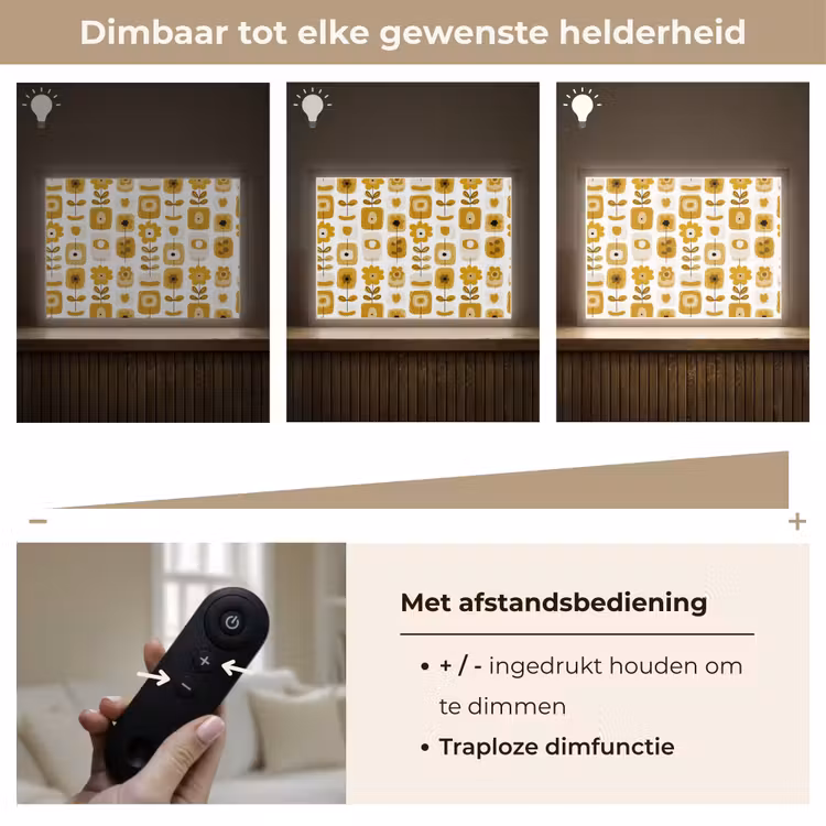 Retro - Abstract - Bloemen - Okergeel Light Box met batterij (Wandlamp) middel 907 -USP_dimbaarNL