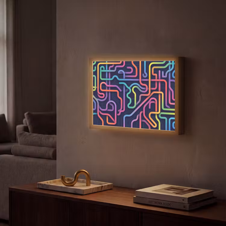 Retro - Abstract - Neon Light Box met batterij (Wandlamp) middel -sfeer1