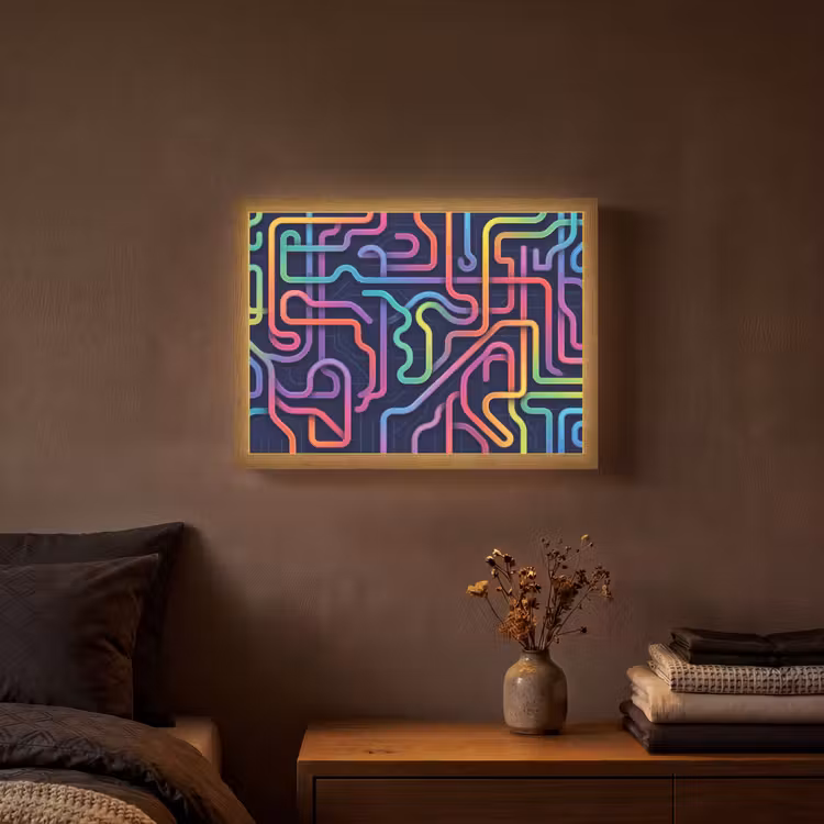 Retro - Abstract - Neon Light Box met batterij (Wandlamp) middel -sfeer4