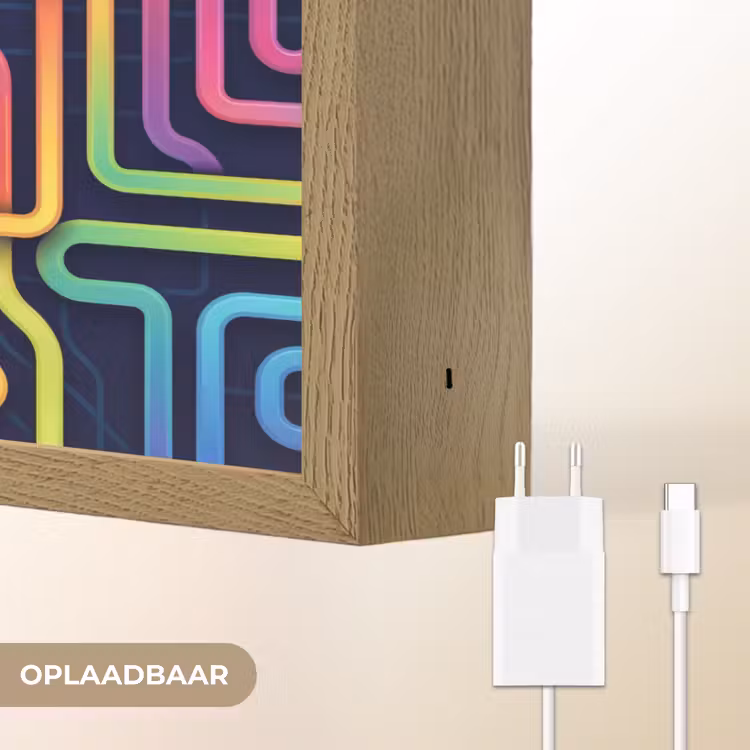 Retro - Abstract - Neon Light Box met batterij (Wandlamp) middel -USP_websiteoplaadbaarNL