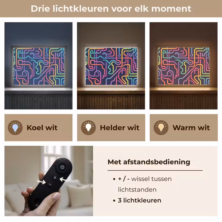 Retro - Abstract - Neon Light Box met batterij (Wandlamp) middel -USP_lichtkleurNL