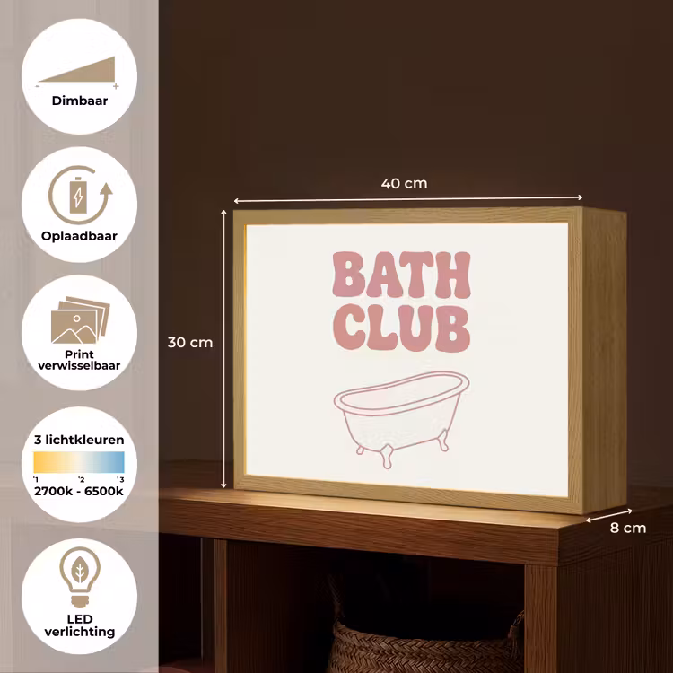 Retro - Bad - Roze Light Box met batterij (Wandlamp) middel -USP_websiteoverzichtNL