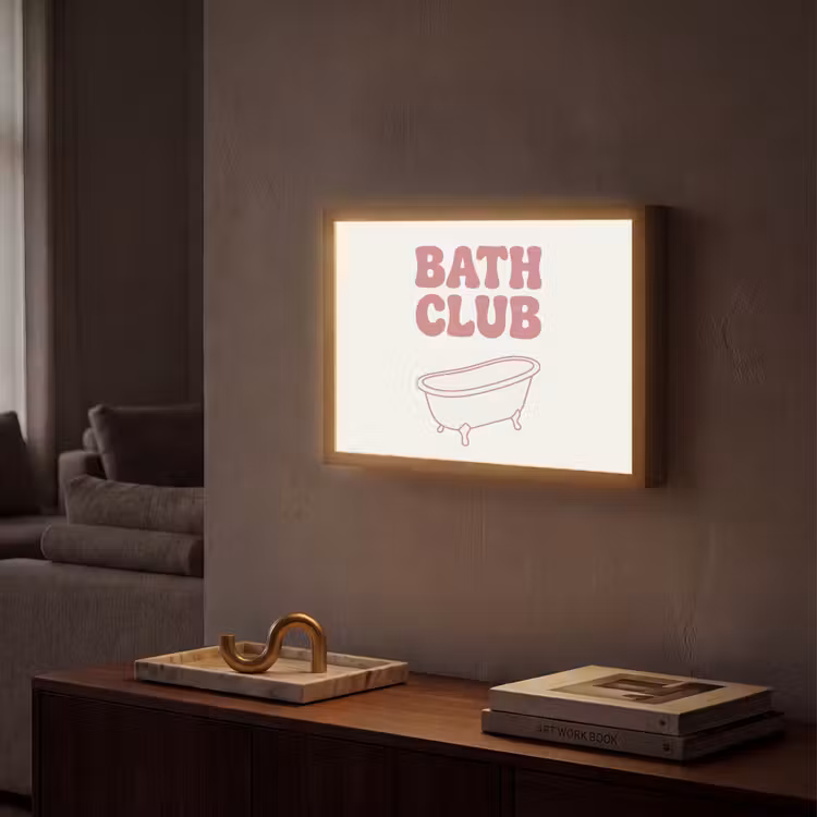 Retro - Bad - Roze Light Box met batterij (Wandlamp) middel -sfeer1