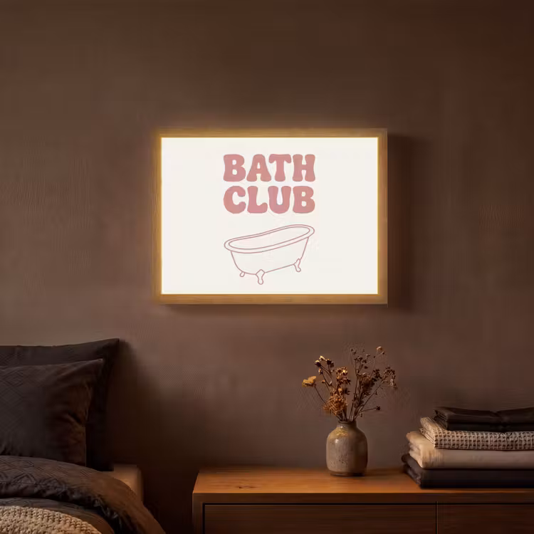 Retro - Bad - Roze Light Box met batterij (Wandlamp) middel -sfeer4