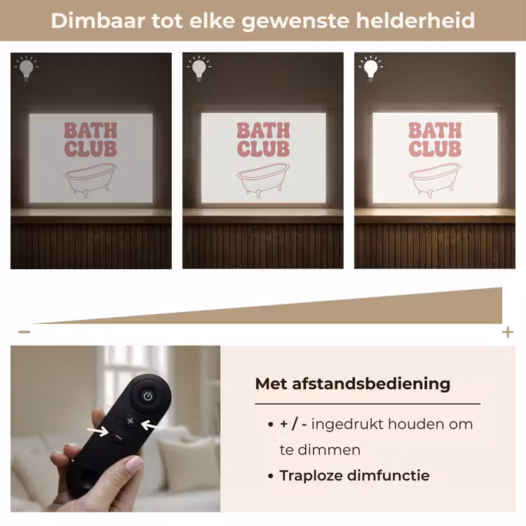 Retro - Bad - Roze Light Box met batterij (Wandlamp) middel -USP_dimbaarNL