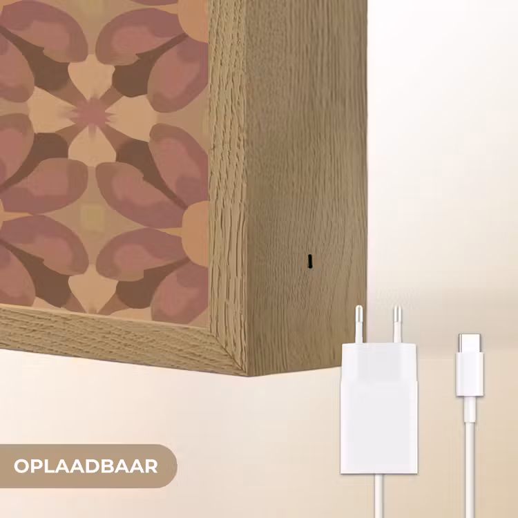 Retro - Bloemen - Bruin Light Box met batterij (Wandlamp) middel 907 -USP_websiteoplaadbaarNL