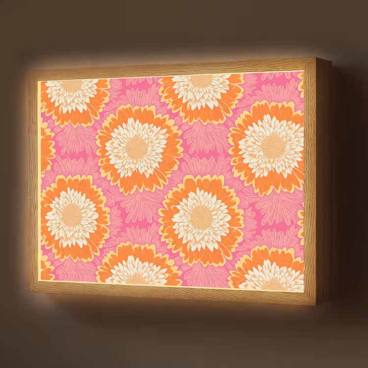 Retro - Bloemen - Kleurrijk Light Box met batterij (Wandlamp) middel 907 -z3d_website