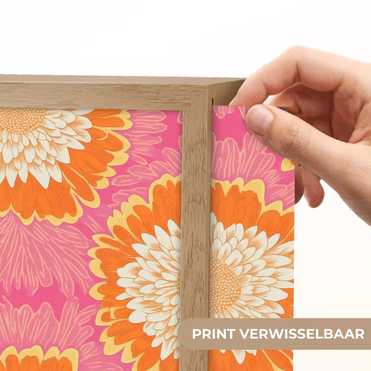 Retro - Bloemen - Kleurrijk Light Box met batterij (Wandlamp) middel 907 -USP_websiteprintNL