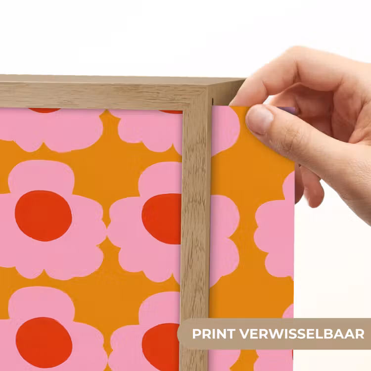 Retro - Bloemen - Roze Light Box met batterij (Wandlamp) middel 907 -USP_websiteprintNL