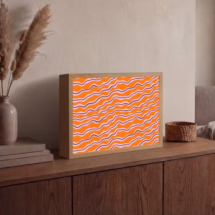 Retro - Golvend - Oranje Light Box met batterij (Wandlamp) middel 907 -sfeer2
