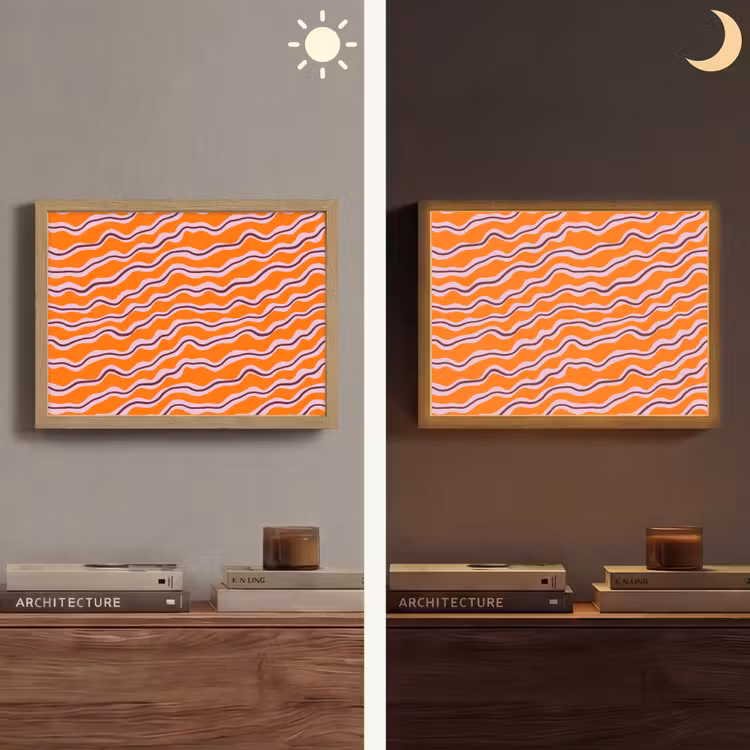 Retro - Golvend - Oranje Light Box met batterij (Wandlamp) middel 907 -sfeer3