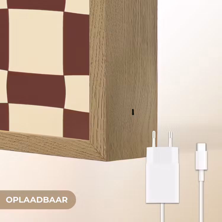 Retro - Patroon - Bruin Light Box met batterij (Wandlamp) middel 907 -USP_websiteoplaadbaarNL