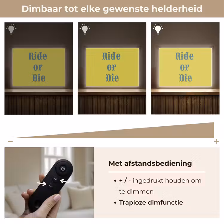Ride or die - Geel - Blauw Light Box met batterij (Wandlamp) middel -USP_dimbaarNL