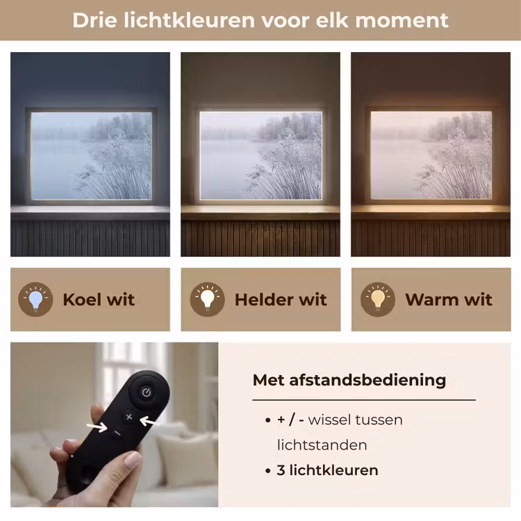 Riet - Bevroren - Winter - Natuur Light Box met batterij (Wandlamp) middel -USP_lichtkleurNL