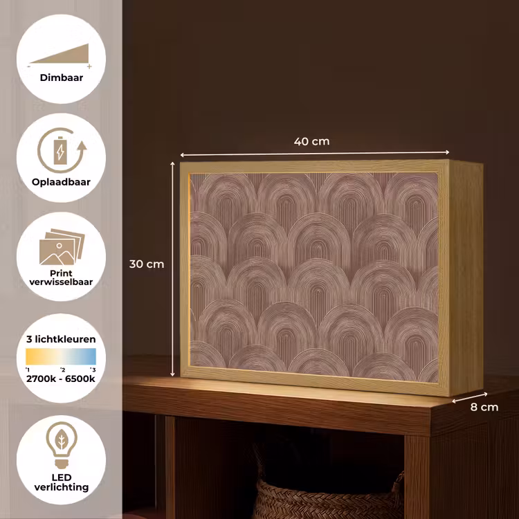 Ritmisch - Effect - Bruin Light Box met batterij (Wandlamp) middel 907 -USP_websiteoverzichtNL