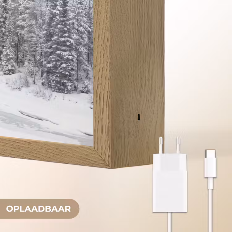 Rivier - Bevroren - Landschap - Winter Light Box met batterij (Wandlamp) middel -USP_websiteoplaadbaarNL