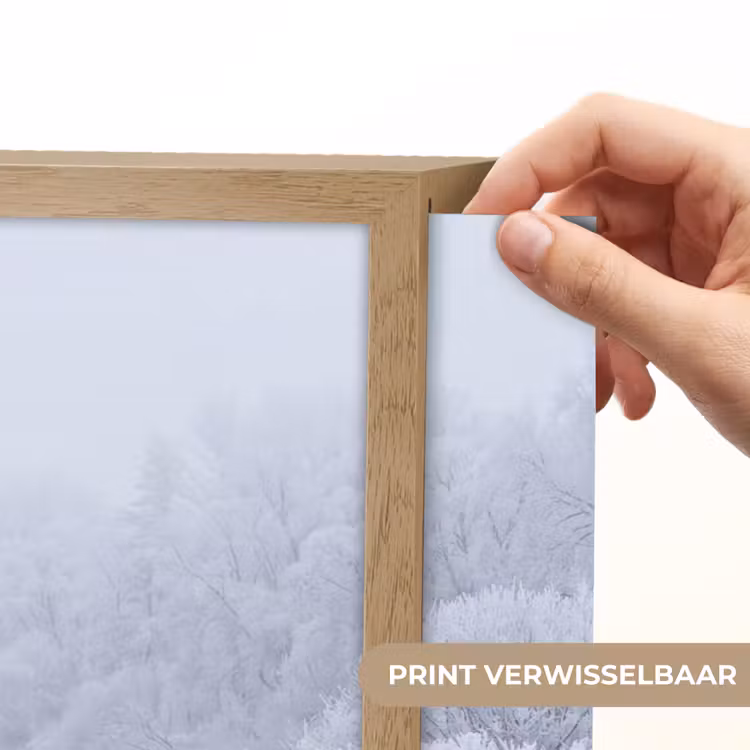 Rivier - Sneeuw - Bos - Winter - Schilderachtig Light Box met batterij (Wandlamp) middel -USP_websiteprintNL