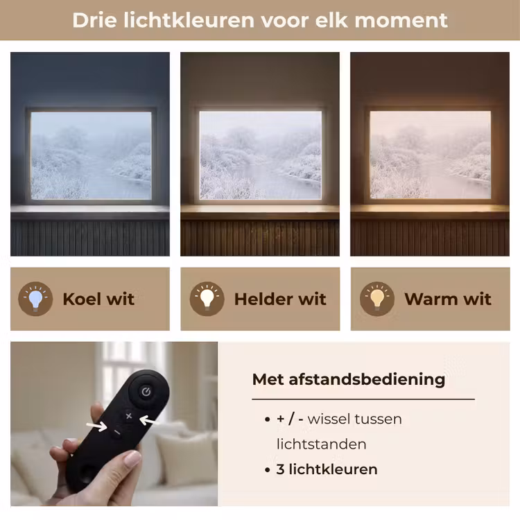 Rivier - Sneeuw - Bos - Winter - Schilderachtig Light Box met batterij (Wandlamp) middel -USP_lichtkleurNL