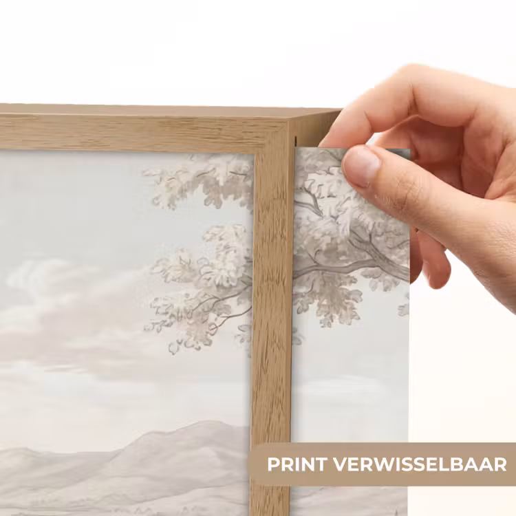 Rivierlandschap - Bergen - Natuur - Vintage - Beige Light Box met batterij (Wandlamp) middel -USP_websiteprintNL