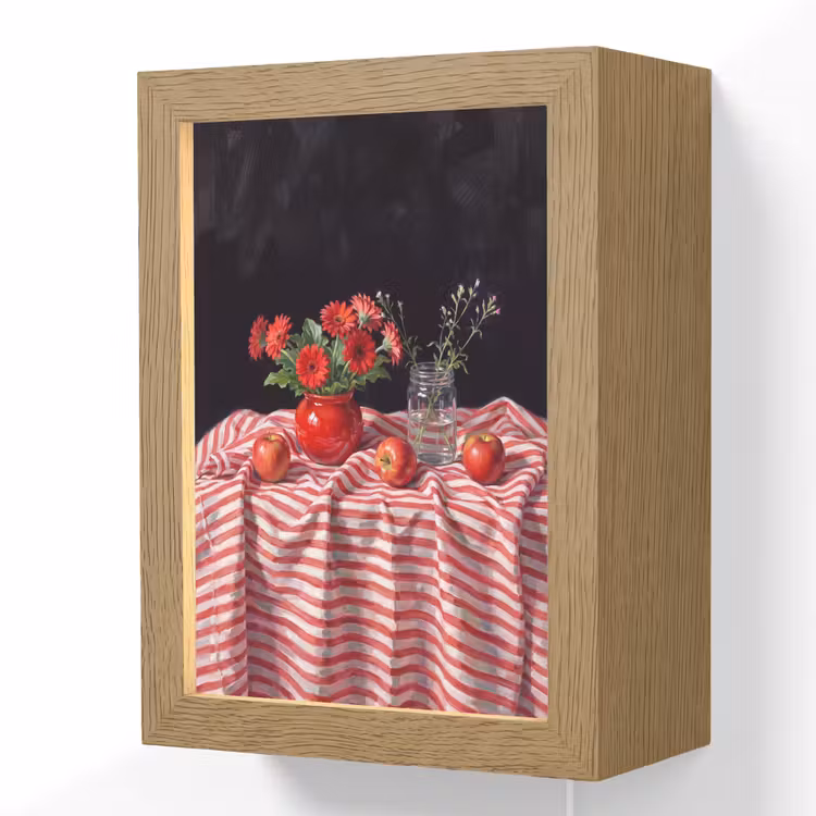 Lightbox - Wandlamp - Rode bloemen - Vaas - Rode bloemen - Vaas Light Box met kabel (Wandlamp) klein