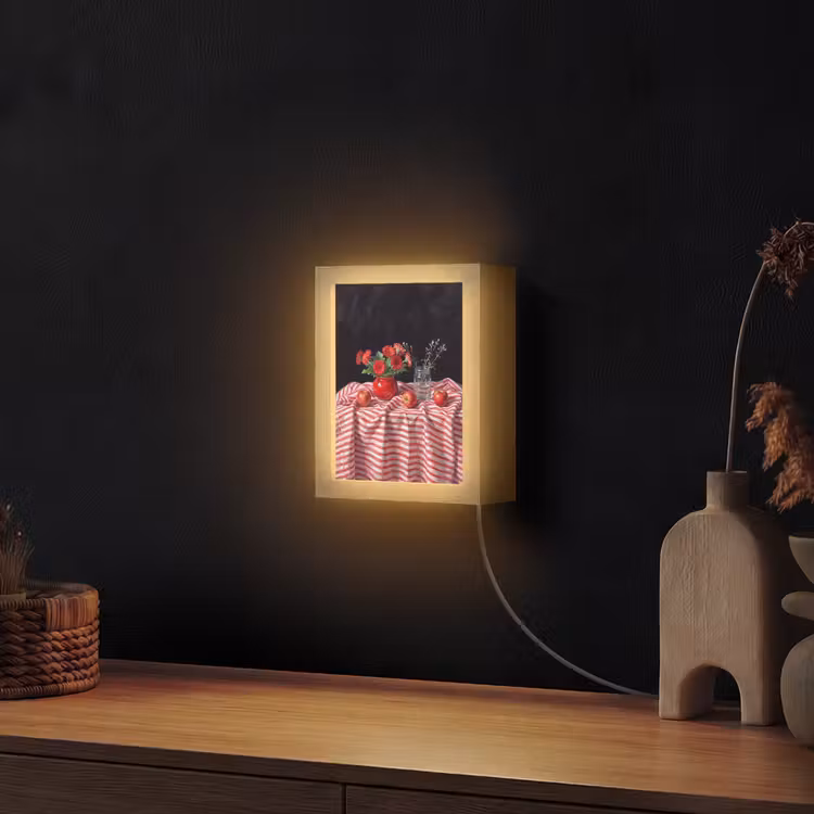 Lightbox - Wandlamp - Rode bloemen - Vaas - Rode bloemen - Vaas Light Box met kabel (Wandlamp) klein