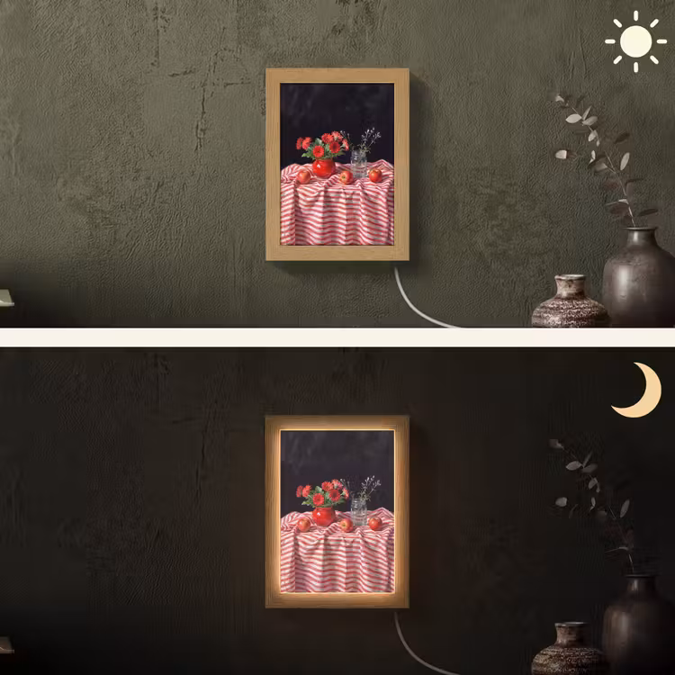 Lightbox - Wandlamp - Rode bloemen - Vaas - Rode bloemen - Vaas Light Box met kabel (Wandlamp) klein