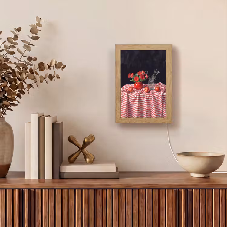 Lightbox - Wandlamp - Rode bloemen - Vaas - Rode bloemen - Vaas Light Box met kabel (Wandlamp) klein