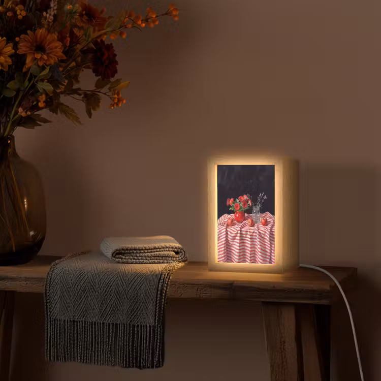 Lightbox - Wandlamp - Rode bloemen - Vaas - Rode bloemen - Vaas Light Box met kabel (Wandlamp) klein