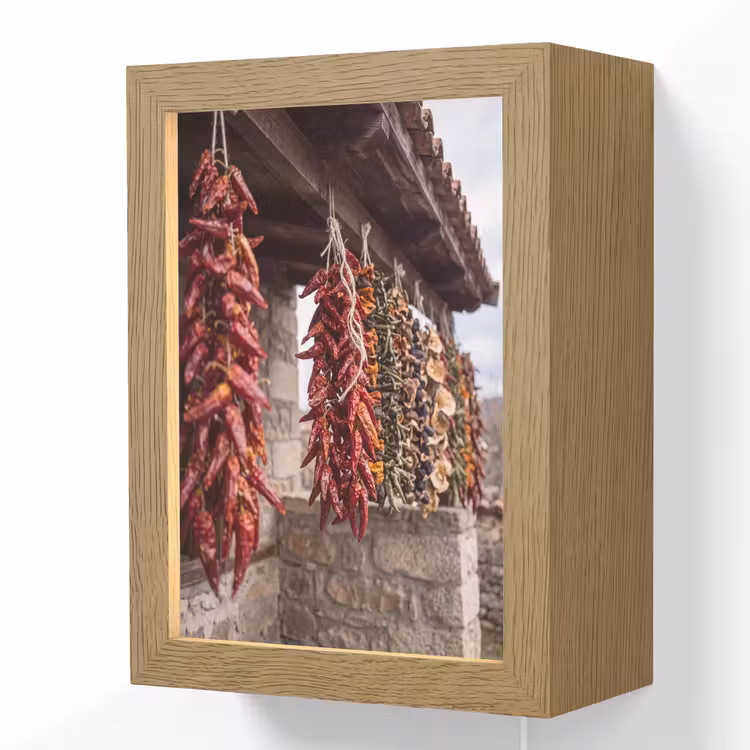 Lightbox - Wandlamp - Rode pepers - Eten - Rode pepers - Eten Light Box met kabel (Wandlamp) klein