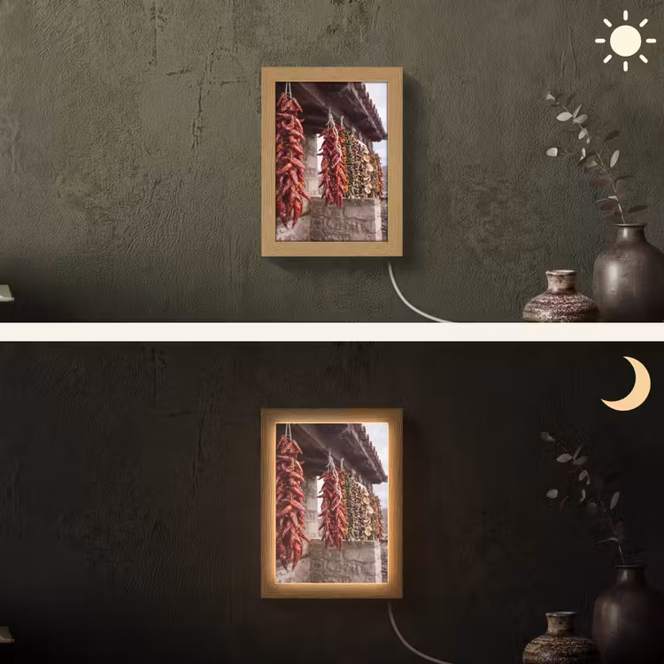 Lightbox - Wandlamp - Rode pepers - Eten - Rode pepers - Eten Light Box met kabel (Wandlamp) klein