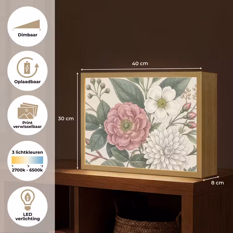 Romantisch - Design - Kleurrijk Light Box met batterij (Wandlamp) middel -USP_websiteoverzichtNL