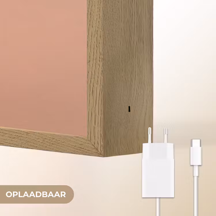 Roodborst - Natuur - Roze Light Box met batterij (Wandlamp) middel -USP_websiteoplaadbaarNL