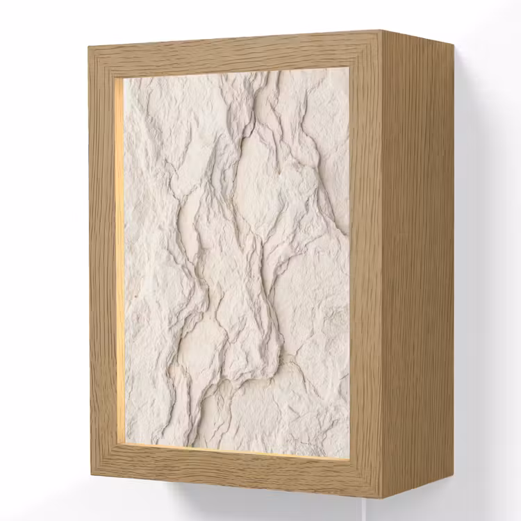 Rots - Structuur - Natuur - Beige - Abstract Light Box met kabel (Wandlamp) klein -3d