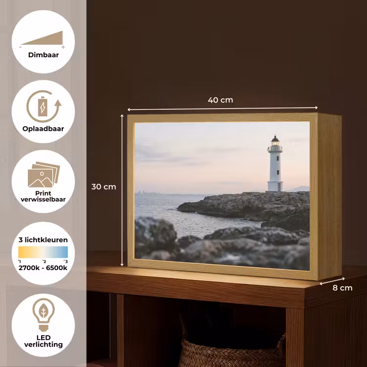 Rotsen - Vuurtoren - Wit Light Box met batterij (Wandlamp) middel -USP_websiteoverzichtNL