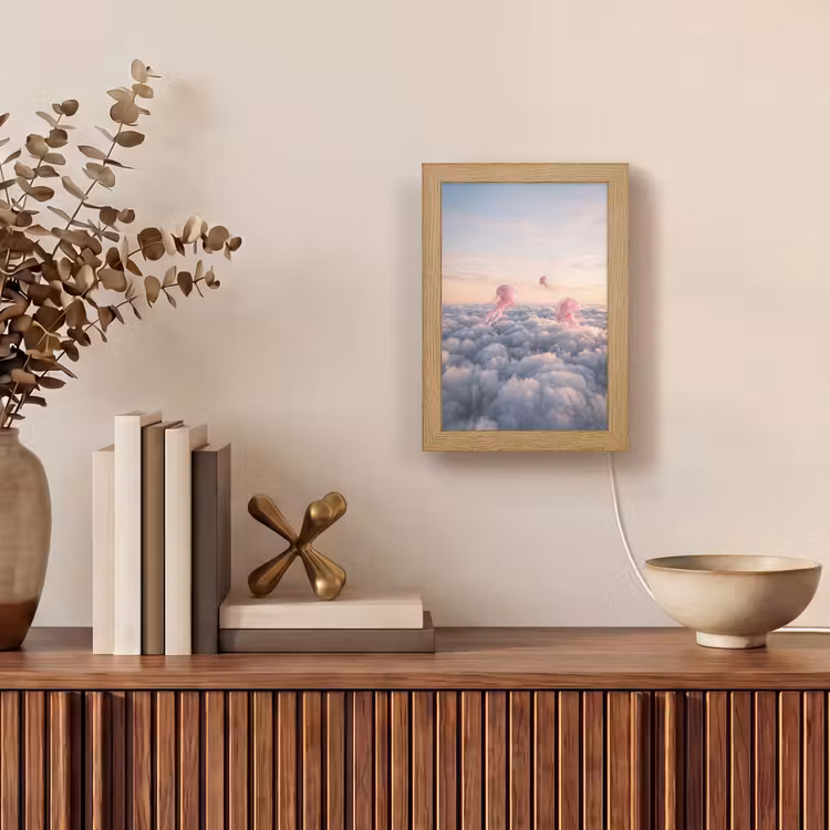 Lightbox - Wandlamp - Roze dier - Wolken - Roze dier - Wolken Light Box met kabel (Wandlamp) klein