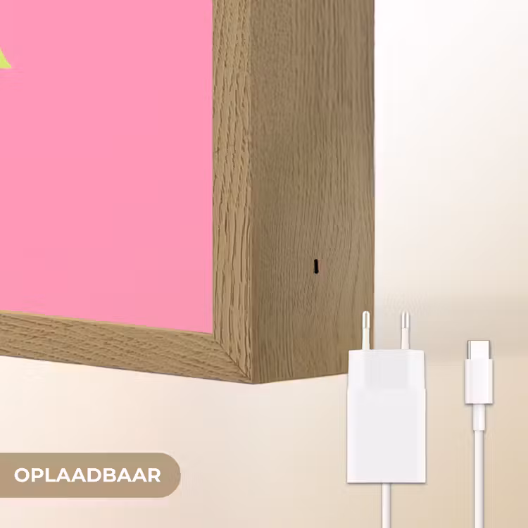 Roze - Groene Bonjour - art-deco Light Box met batterij (Wandlamp) middel -USP_websiteoplaadbaarNL