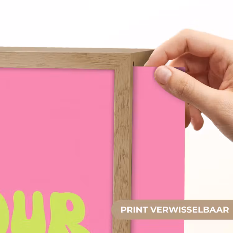 Roze - Groene bonjour - Organisch Light Box met batterij (Wandlamp) middel -USP_websiteprintNL