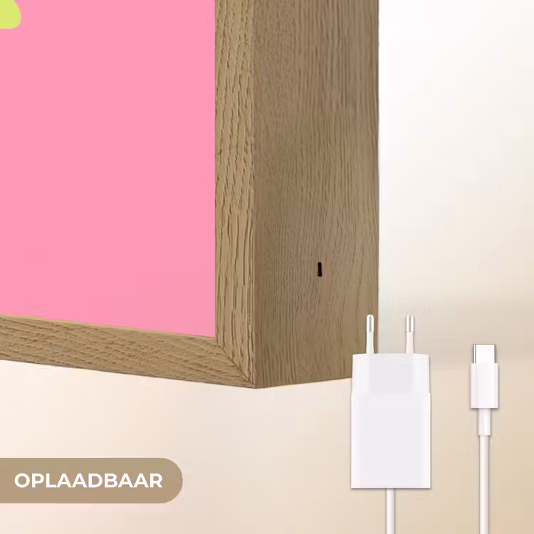 Roze - Groene bonjour - Organisch Light Box met batterij (Wandlamp) middel -USP_websiteoplaadbaarNL