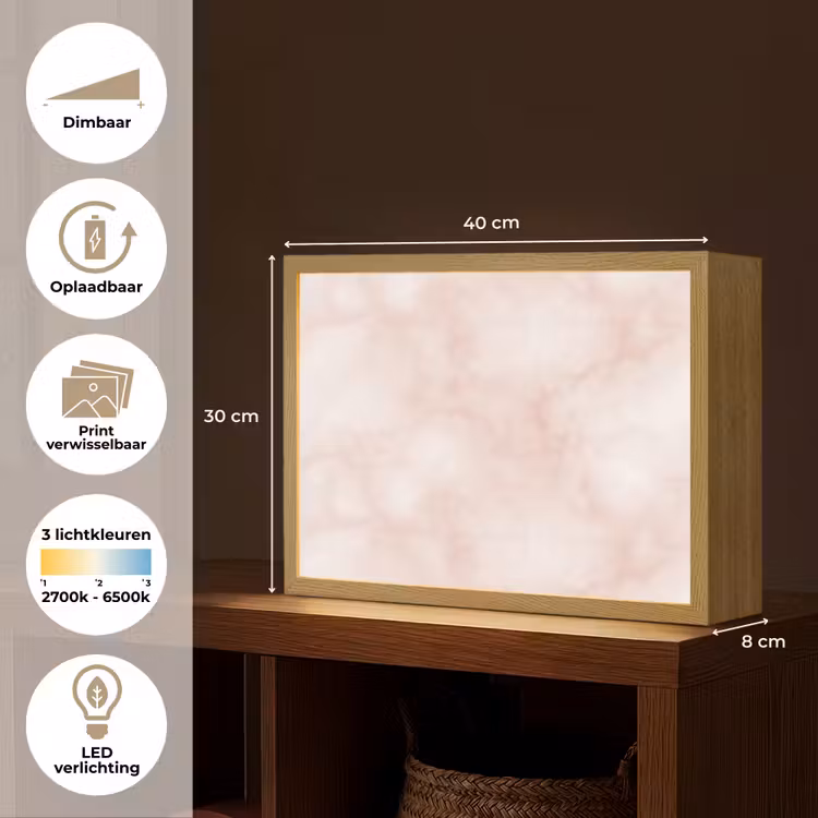 Roze - Marmer - Crème Light Box met batterij (Wandlamp) middel 907 -USP_websiteoverzichtNL