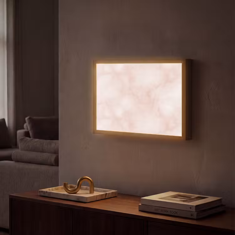 Roze - Marmer - Crème Light Box met batterij (Wandlamp) middel 907 -sfeer1